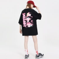 Różowa koszulka z nadrukiem My Melody w słodkim stylu Kawaii Koreańskie kawaii