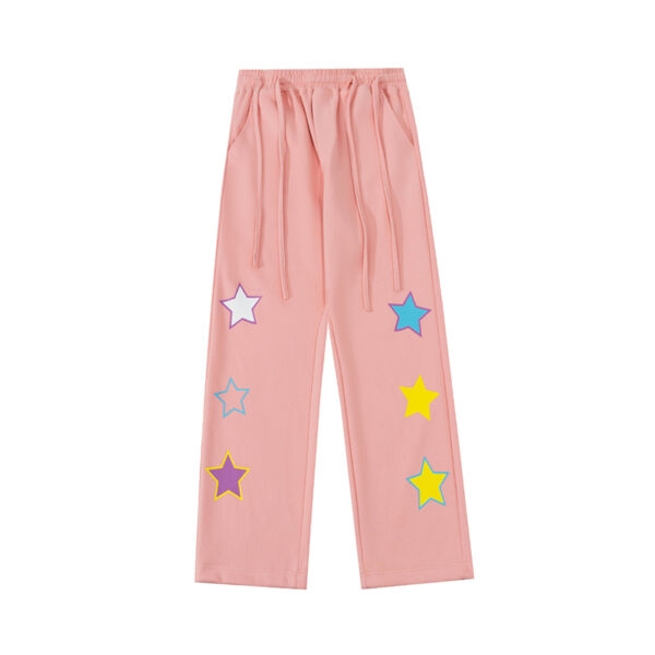 Simple Style Star Print Pink Straight Pants autumn kawaii