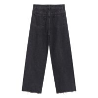 Sweet Cool Style Dark Grey High-Waisted Straight Jeans Black kawaii