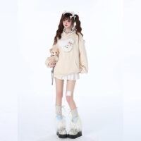 Sweet Soft Girl Style 3D Cartoon Puppy Embroidered Sweatshirt Cute kawaii