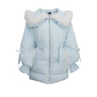Sweet Style Navy Collar Winter Coat blue kawaii