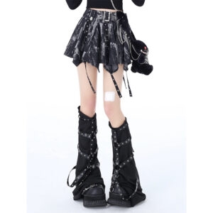 Sweet Y2K Style Gray Retro Irregular Skirt Denim Skirt kawaii