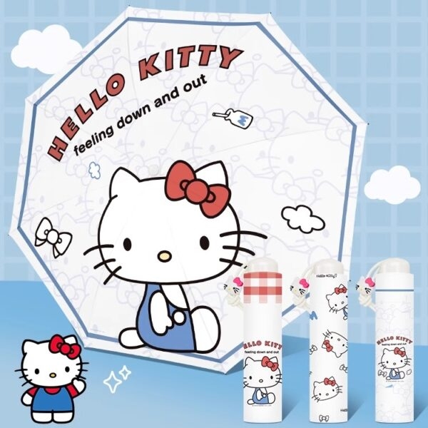 Guarda-chuva dobrável com estampa de gato Kawaii Sanrio Kitty Olá Kitty kawaii