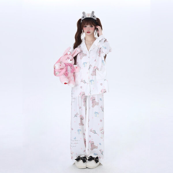Kawaii Soft Girl Style Bear Print Pajama Set bear kawaii