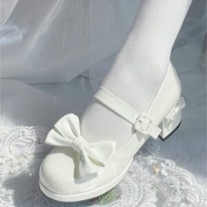 Zapatos de lolita con lazo estilo femenino dulce kawaii Arco kawaii