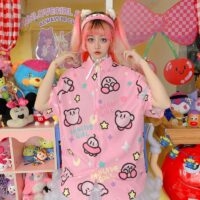 Kawaii Sweet Style Pink Kirby Blouses Blouses kawaii