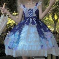 Sweet Dark Blue Puffy Lolita Skirt Lolita kawaii