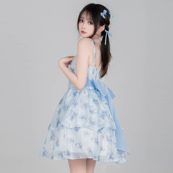 Söt fransk flicka blommig klänning Fairy Dress kawaii