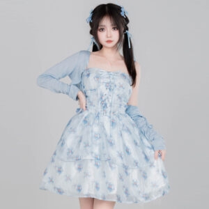 Söt fransk flicka Blommig Fairy Dress Fairy Dress kawaii