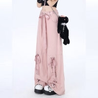 Mono con lazo rosa estilo ballet femenino dulce estilo ballet kawaii