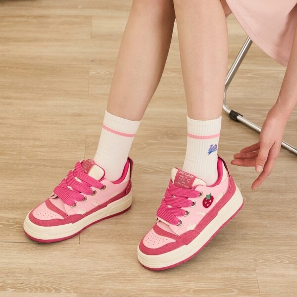 Sneakers basse rosa stile dopamina dolce ragazza Stile universitario kawaii