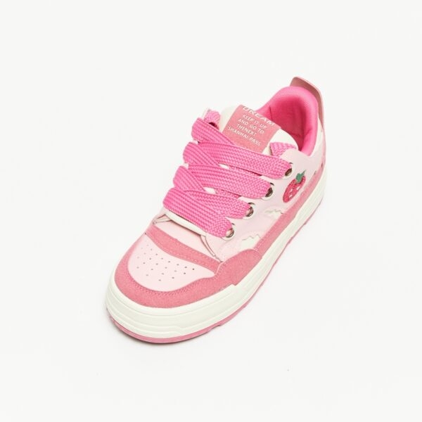 Süße, mädchenhafte rosa Low-Top-Sneaker im Dopamin-Stil Kawaii im College-Stil
