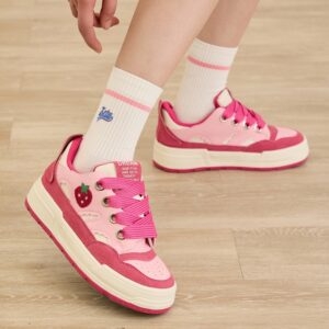 أحذية رياضية Sweet Girly Dopamine Style Pink منخفضة الأعلى على طراز الكلية kawaii
