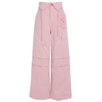 Zoete meisjesachtige roze overall met hoge taille kawaii met hoge taille