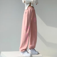 Zoete roze Hello Kitty print broek met wijde pijpen Hallo Kitty kawaii