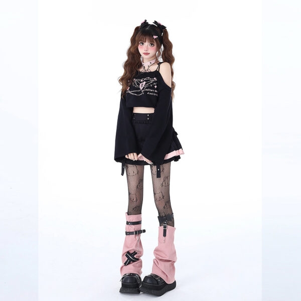 Sweet Y2K Style Short Off-shoulder Knit Top Hot Girl kawaii