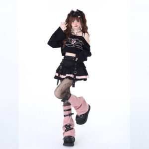 Sweet Y2K Style Short Off-shoulder Knit Top Hot Girl kawaii
