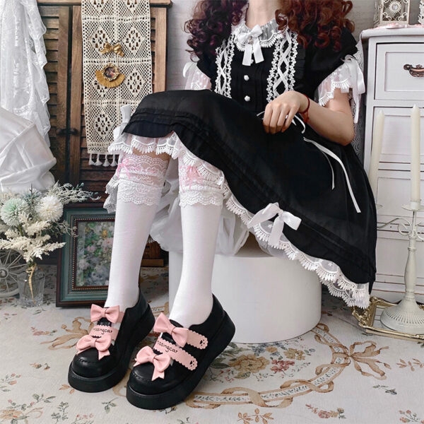Buty Kawaii Bow na platformie z okrągłymi noskami Lolita Kawaii butów JK