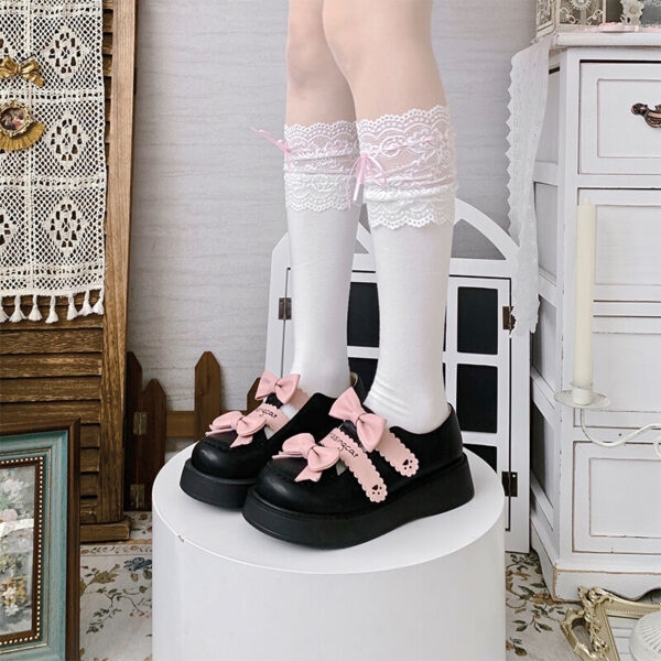 Туфли Лолита с круглым носком на платформе с бантом Kawaii JK обувь каваи