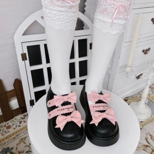 Kawaii Lolita Schuhe mit Schleife und runder Spitze, JK-Schuh, Kawaii