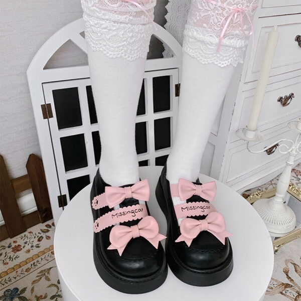 Buty Kawaii Bow na platformie z okrągłymi noskami Lolita Kawaii butów JK