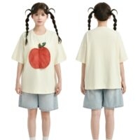 T-shirt Kawaii Summer Cartoon Page Flip Apple Pomme kawaii