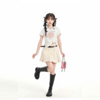 Kawaii süßes T-Shirt im Girly-Style mit süßem Bären-Aufdruck kawaii Bär