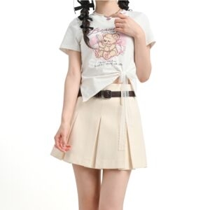 Kawaii Słodki dziewczęcy styl Słodki T-shirt z nadrukiem misia kawaii