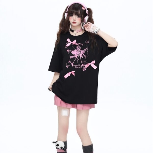 Zoet, cool driedimensionaal T-shirt met ronde hals in girly-stijl Ronde hals kawaii