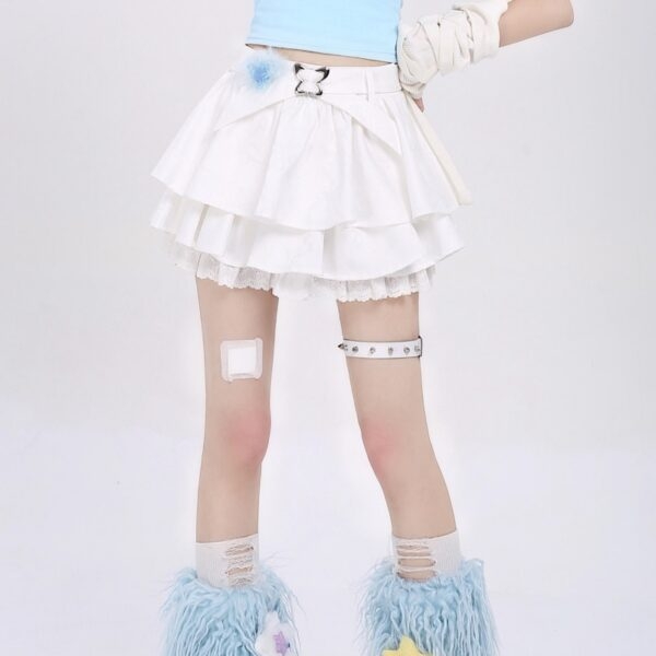 Sweet Girl Style Bow Dark File Cake Skirt A-line Skirt kawaii