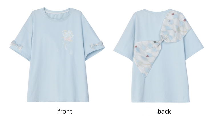 Süßes T-Shirt im Girly-Style mit blauem Poker-Print