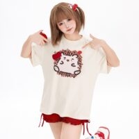 Свободная футболка с принтом Kawaii Graffiti Little Hedgehog Яблоко каваи
