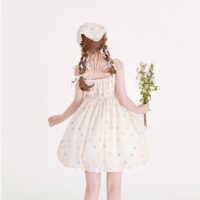 Sweet Girly Polka Dot Floral Print Dresses Flower kawaii